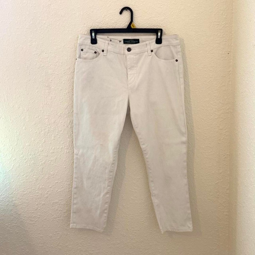 LRL Lauren Jeans Co Classic Straight Leg White Denim Jeans Women's Size 10